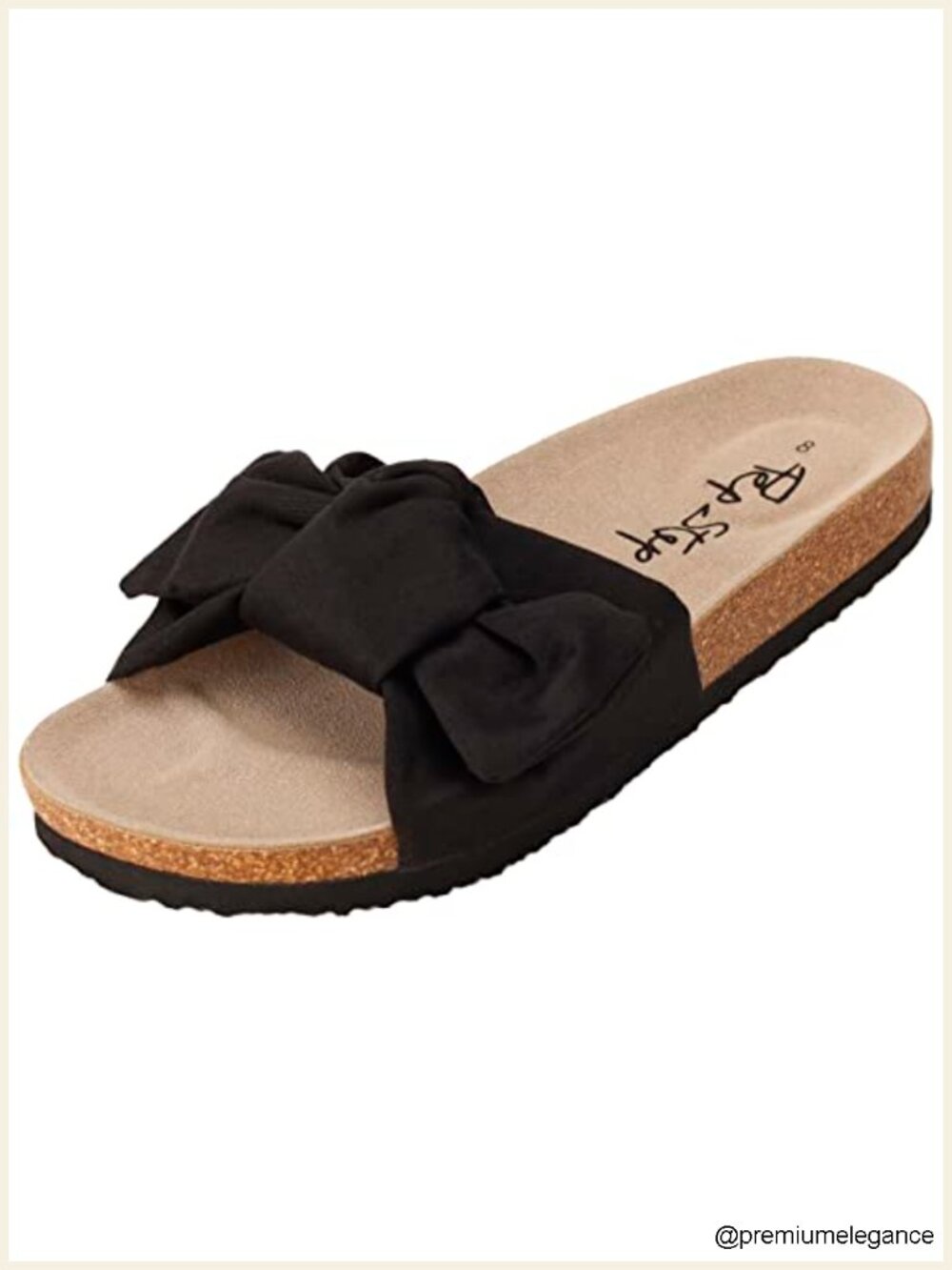 Cork Sole Slide Sandals with Bow Knot Top, Comfort Memory Foam Insole, Slip On